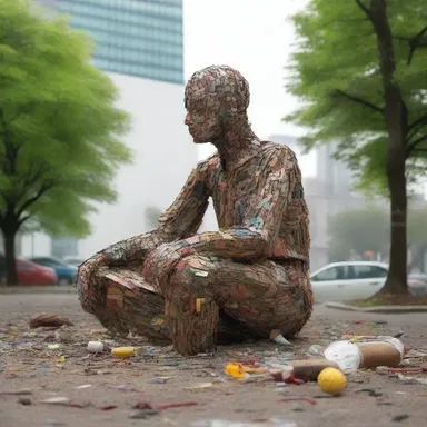 The artist created a sculpture out of discarded materials, turning trash into a meaningful masterpiece.