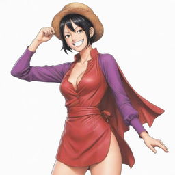 An expertly drawn image of Robin from One Piece, vividly showcasing her unique attire and characteristic features in a dynamic pose