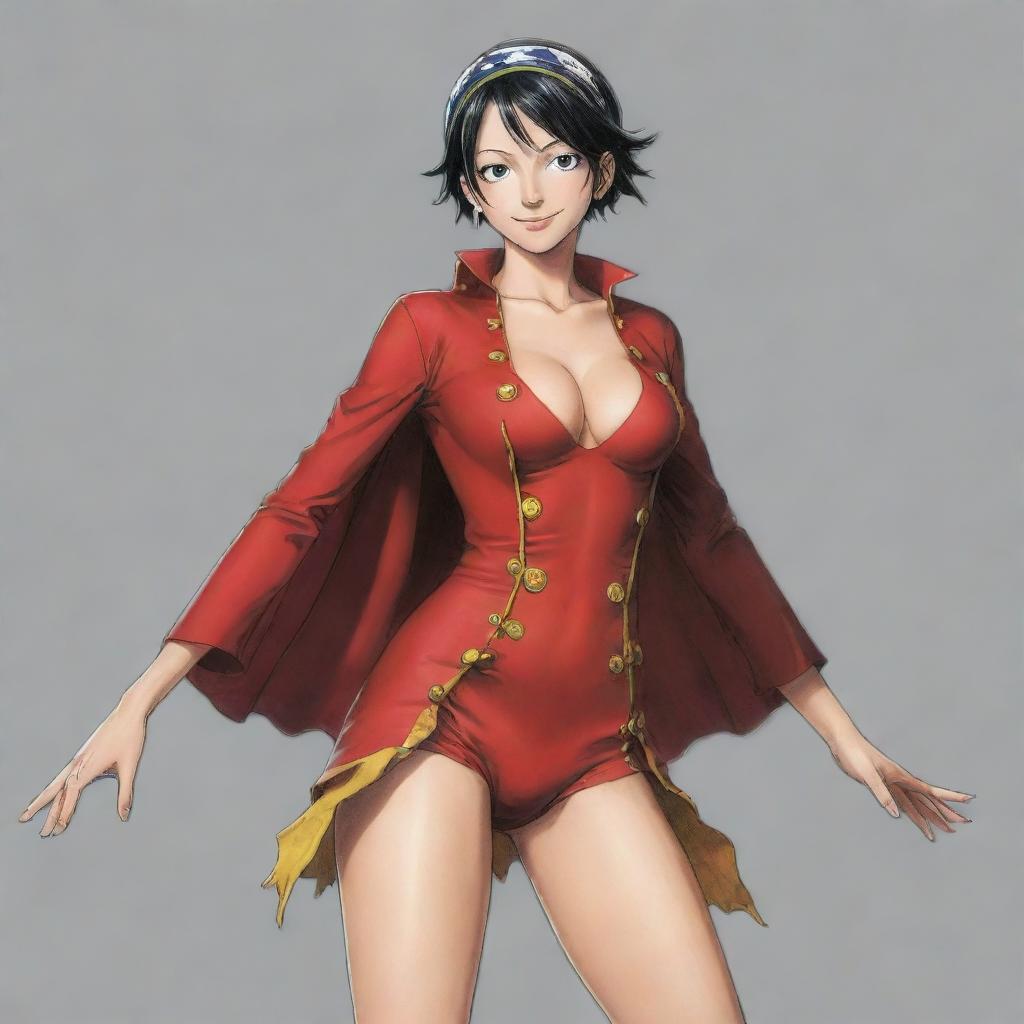 An expertly drawn image of Robin from One Piece, vividly showcasing her unique attire and characteristic features in a dynamic pose