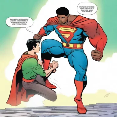 In the superhero comics, the trainee hero struggles to control their newfound powers and seeks guidance from a mentor.