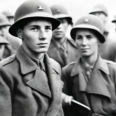 During World War II, many young men and women were recruited as trainee soldiers and underwent intensive military training before being deployed to the frontlines.