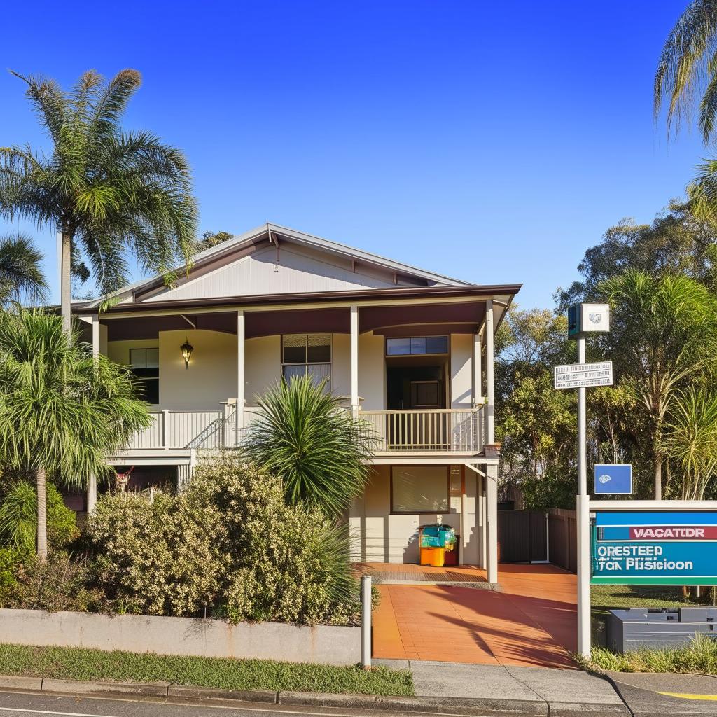 A quaint 1980s Queenslander house situated in Logan, next to a bustling train station