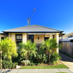 A quaint 1980s Queenslander house situated in Logan, next to a bustling train station