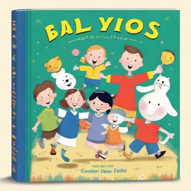 The dust cover of the children's book featured colorful and playful cartoon characters.