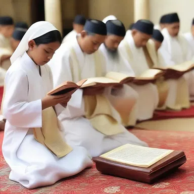 During the religious ceremony, the sacred scripture was carefully unrolled and read aloud.