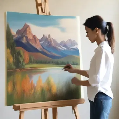 The artist unrolled the canvas to begin painting a beautiful landscape.