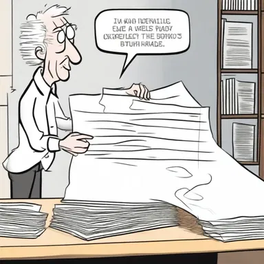 The cartoonist unrolls the strip of paper to reveal the hilarious punchline.