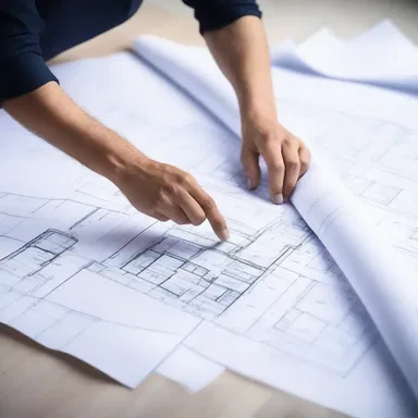 The architect unrolls the blueprint to show the layout of the building.