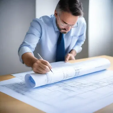 The architect unrolls the blueprint to show the layout of the building.