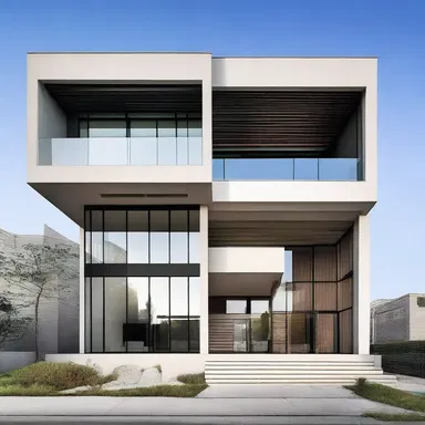 The design of this building evinces a contemporary feel with its sleek lines and minimalistic aesthetic.