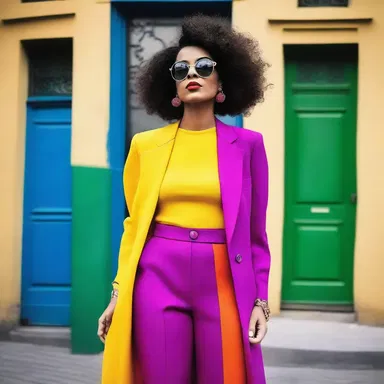 Her choice of clothing evinces her unique sense of style and love for bold colors.