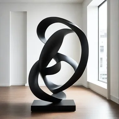 The modern abstract sculpture seemed to writhe with movement, adding an avant-garde touch to the minimalist interior design.