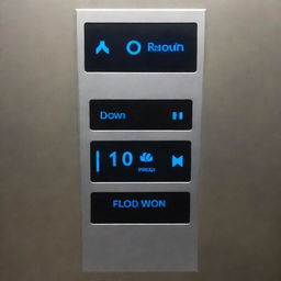 An user-friendly elevator interface featuring two buttons labeled 'Up' and 'Down'. An adjacent screen displays current and selected floors with each button press, aiming for seamless and efficient vertical transportation.