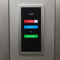 An user-friendly elevator interface featuring two buttons labeled 'Up' and 'Down'. An adjacent screen displays current and selected floors with each button press, aiming for seamless and efficient vertical transportation.