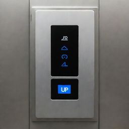 An user-friendly elevator interface featuring two buttons labeled 'Up' and 'Down'. An adjacent screen displays current and selected floors with each button press, aiming for seamless and efficient vertical transportation.