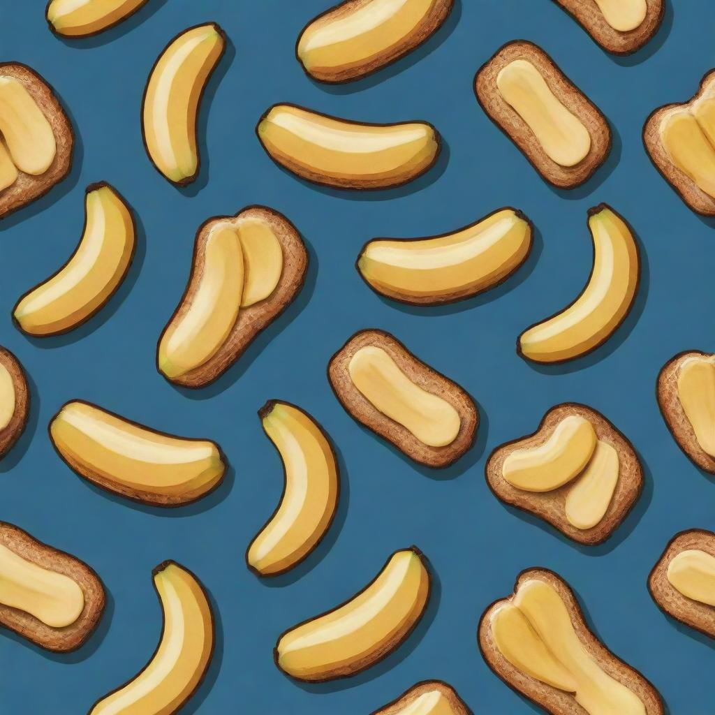 An appealing logo featuring toasted bread and ripe bananas that have been delicately melted to a crispy perfection