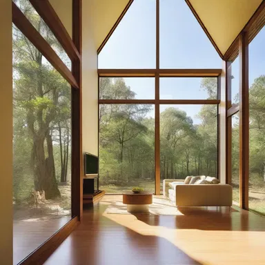 The architect designed the house with isoclinic windows to allow for maximum natural light and airflow.