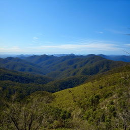 The breathtaking landscape of Scenic Rim, Queensland, Australia, featuring rolling hills, green pastures and clear blue skies