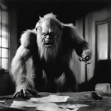 In the provisionary script for the horror movie, the monster's origin and motivations were not yet fully worked out.