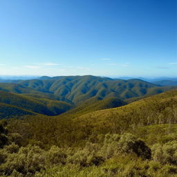 The breathtaking landscape of Scenic Rim, Queensland, Australia, featuring rolling hills, green pastures and clear blue skies