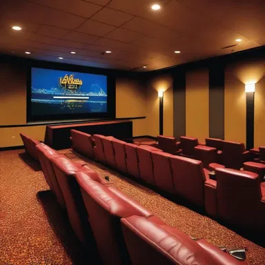 The movie theater has multiple screens that allow for multiplex screenings of different films simultaneously.