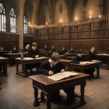 In the magical world of Hogwarts, students must face a difficult and challenging midterm examination to test their knowledge of spells and potions.