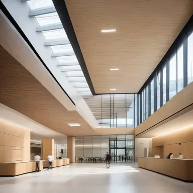 The university's stunning new building incorporates large skylights and open spaces, creating an environment conducive to studying for midterm examinations.