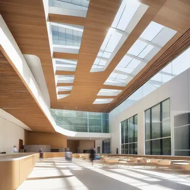 The university's stunning new building incorporates large skylights and open spaces, creating an environment conducive to studying for midterm examinations.