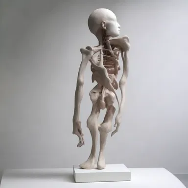 The artist used various external body parts in their sculpture to create a unique and thought-provoking piece.