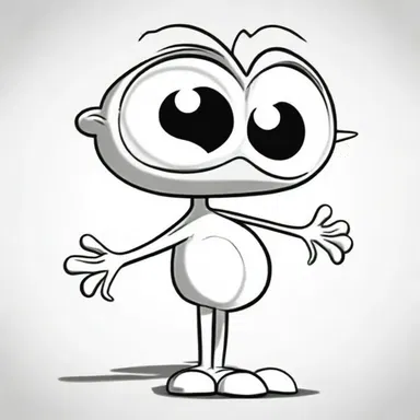 The cartoon character had exaggerated external body parts like big eyes and large hands to make them visually distinct and comedic.