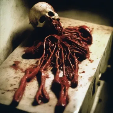 In the horror movie, the killer had a collection of severed external body parts of their victims as a gruesome display.