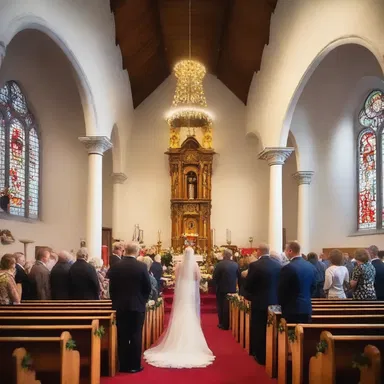 The ceremony at church commences at showtime, when the church bells start to ring.