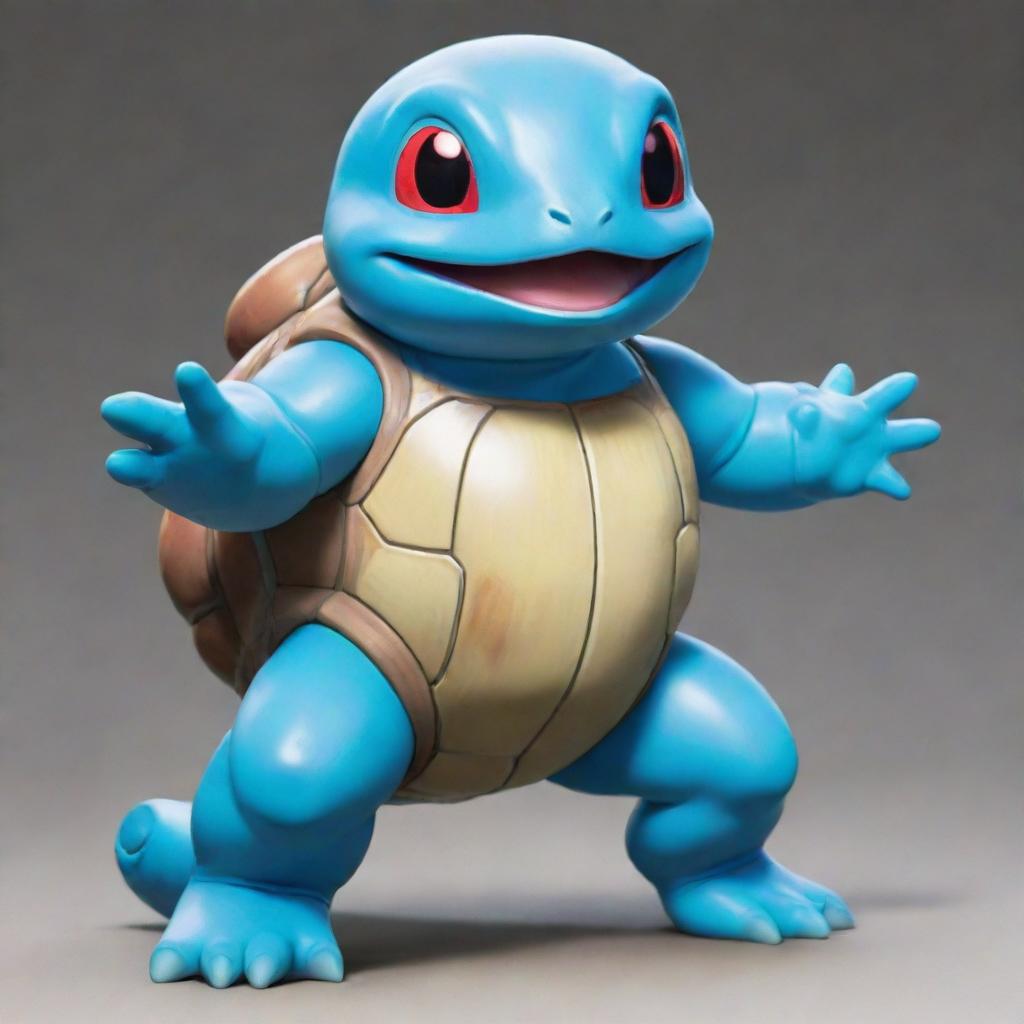 A rendering of the Pokémon Squirtle, stylized in the extravagant and intense art style of JoJo's Bizarre Adventure.