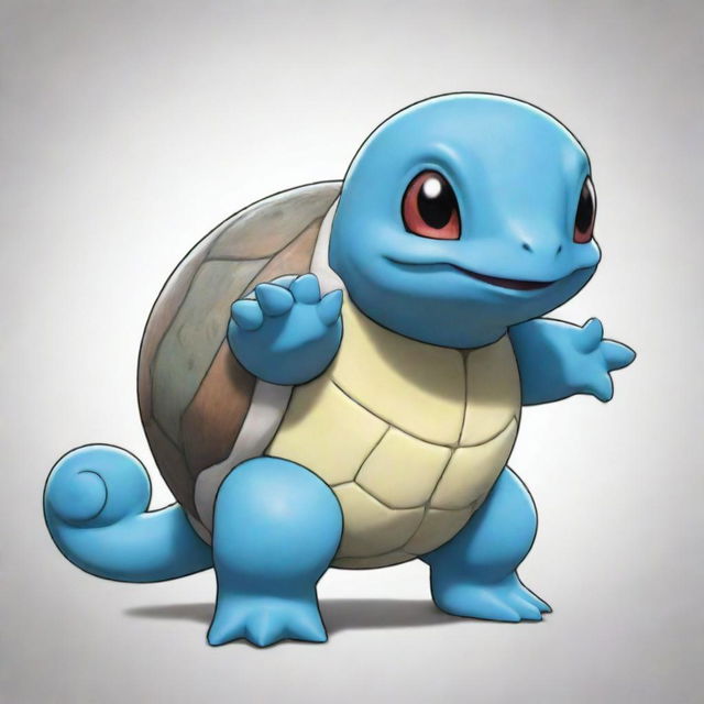 A rendering of the Pokémon Squirtle, stylized in the extravagant and intense art style of JoJo's Bizarre Adventure.