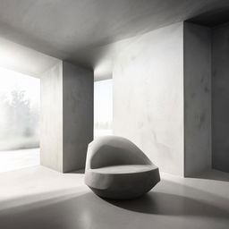 a beautiful concrete room with an armchair. Architectural photography.