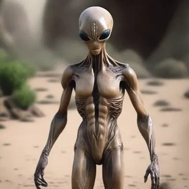 The alien creature had a unique skin color which resembled a brownish-gray, showcasing its extraterrestrial nature.