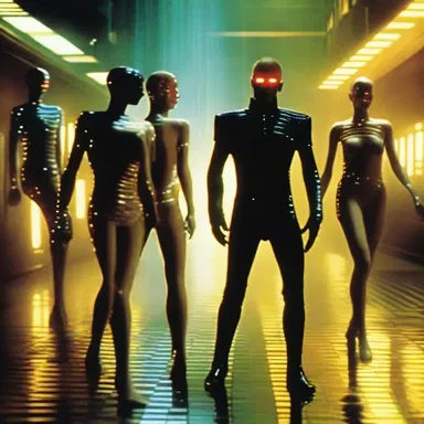 In the futuristic world of the film 'Blade Runner', androids learn to dance the advanced foxtrot to integrate into society.