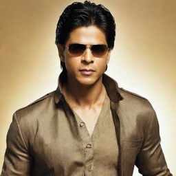 Shah Rukh Khan as RA.one character in a distinctive yellowish tint