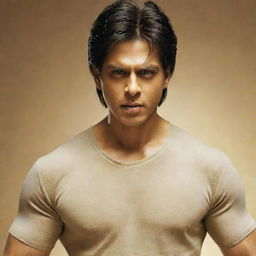 Shah Rukh Khan as RA.one character in a distinctive yellowish tint