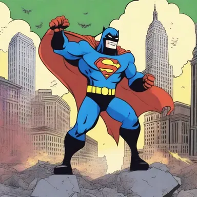 The villain's plan to explode the city was thwarted by the cartoon superheroes, saving it from ruinous destruction.