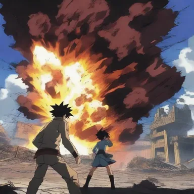 The climactic fight scene in the anime concluded with a ruinous explosion, bringing devastation to the surrounding area.