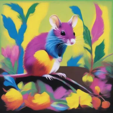 The painting depicted a colorful and vibrant scene with a marsupial rat as the focal point, showing its unique characteristics.