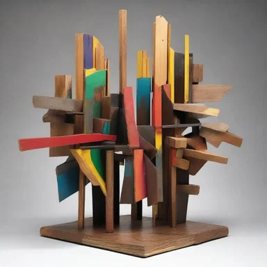 The artist used a technique of consolidation by incorporating various materials like wood, metal, and paint to create a unified sculpture.