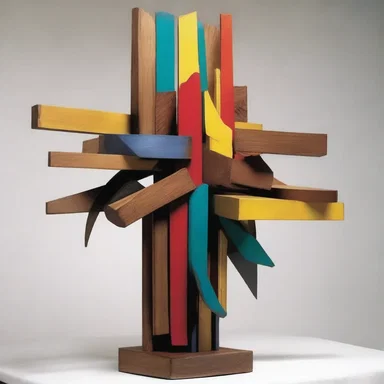 The artist used a technique of consolidation by incorporating various materials like wood, metal, and paint to create a unified sculpture.