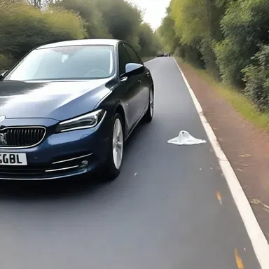 The terrified driver screamed as the eerie ghost suddenly appeared and caused him to rear-end the car in front.