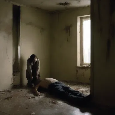 In the horror movie, the protagonist's self-destruction was portrayed through a chilling suicide scene.