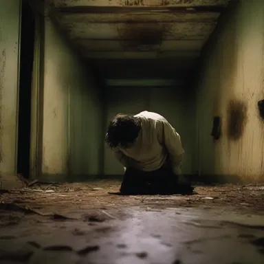 In the horror movie, the protagonist's self-destruction was portrayed through a chilling suicide scene.