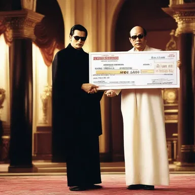 In the movie, the villain pays the hero with a bad cheque as a way to deceive him.