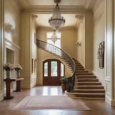 The first appearance of the grand staircase in the architecture of the house left a lasting impression on guests as they entered the foyer.