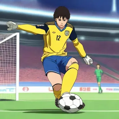In the anime series, the goalkeeper always performs the goal-kick with incredible accuracy.